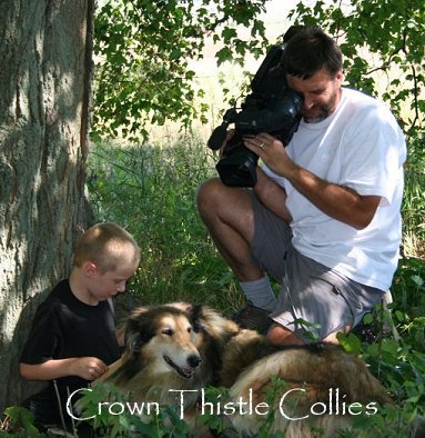 Quaker Farm Collies make wonderful reader dogs for children.  Reader Collie dog named Lassie being filmed by Animal Planet at Quaker Hill Farm.