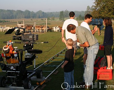 Animal Planet crew getting ready to film Collie dogs at Quaker Farm in Michigan