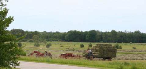 Hay season, at Quaker Hill Farm, Harrisville, Michigan
